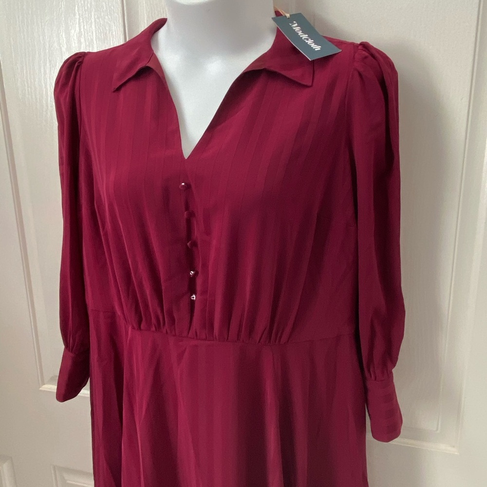 NEW wTag-MODCLOTH Burgundy Collared Dress Sz 20